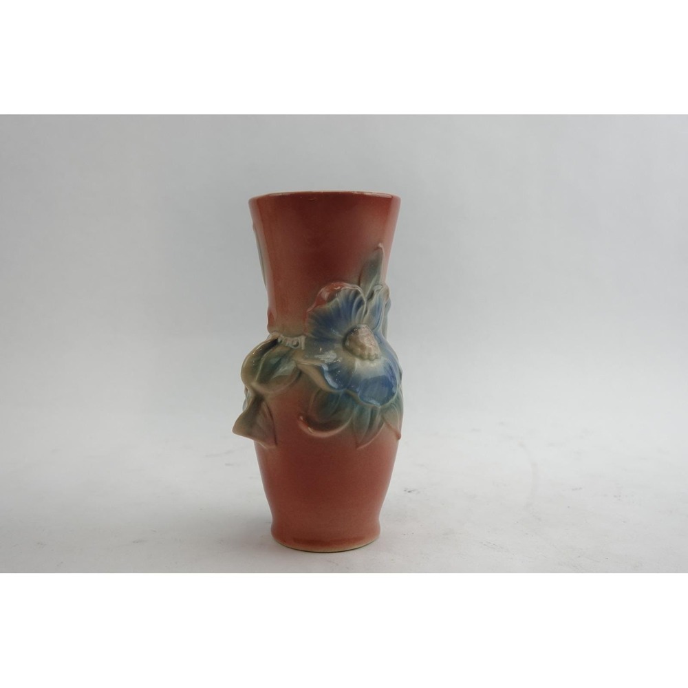 Royal Copley Ceramic Vase Small Pink Blue Floral Embossed Vintage Excellent